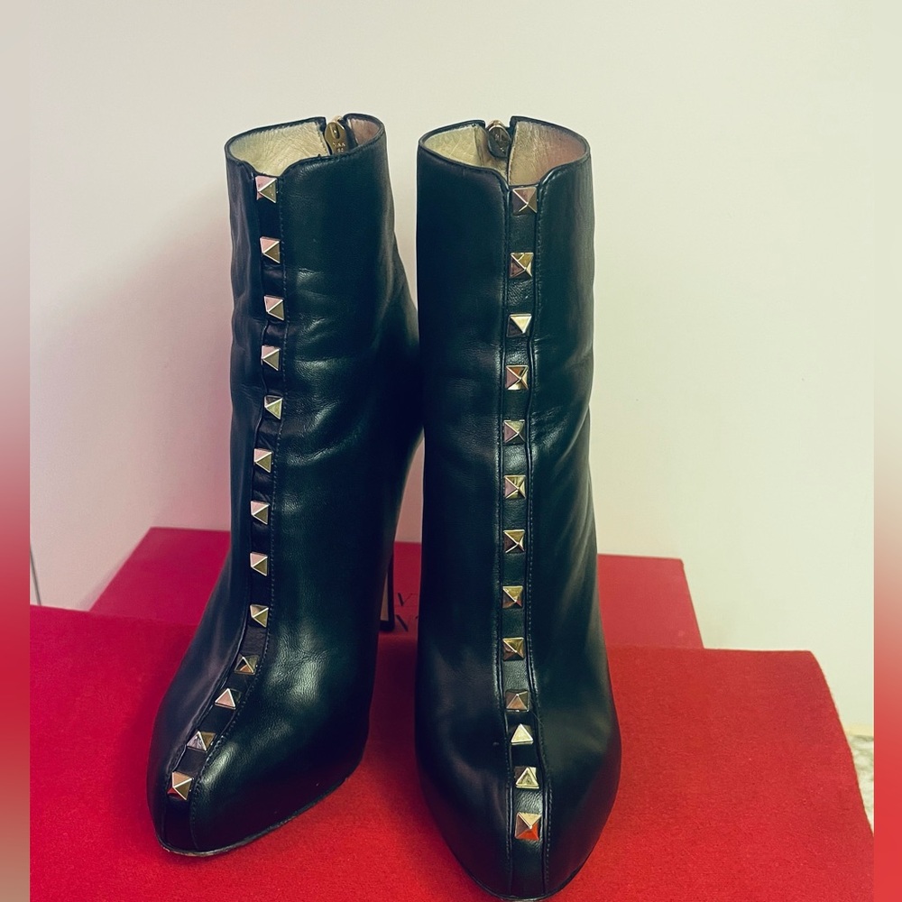 Valentino Garavani Black Studded Ankle Boots